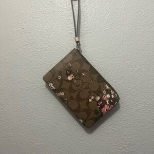 Coach Floral Brown Wristlet